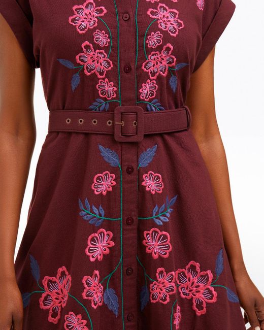 Draper James Presley Embroidered Midi Shirtdress In Raspberry Pink
