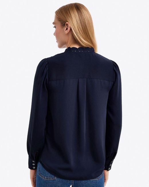 Draper James Blue Covered Placket Button Down