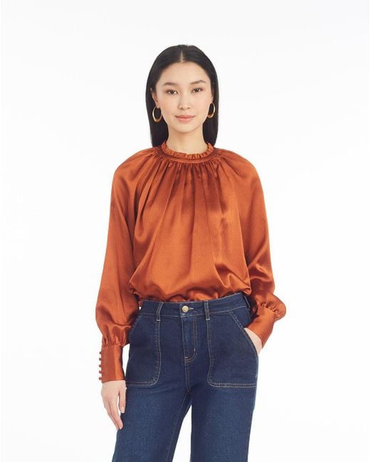 Draper James Orange Long-sleeve Top In Gingerbread