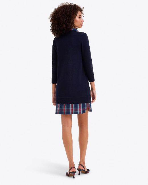 Draper James Blue Wool And Cotton Combo Sweaterdress