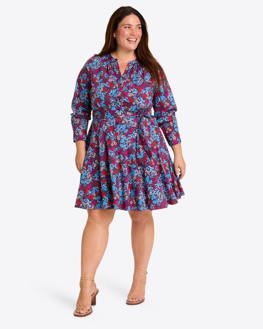 Draper James Blue Imogen Mini Shirtdress In Stretch Poplin