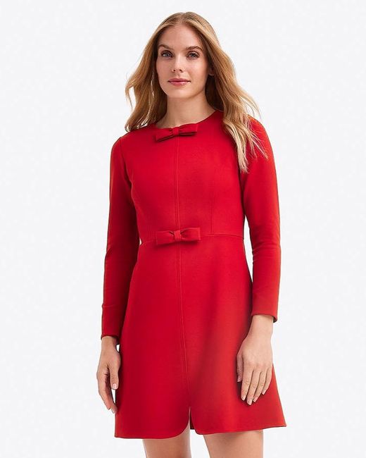 Draper James Long-sleeve Sadie Shift Dress In Ponte in Red | Lyst