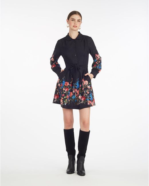 Draper James Blue Ellie Shirtdress In Moonlit Blooms