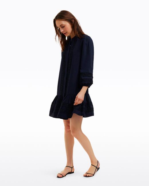 Draper James Blue Molly Mini Dress In Embroidered Stripe