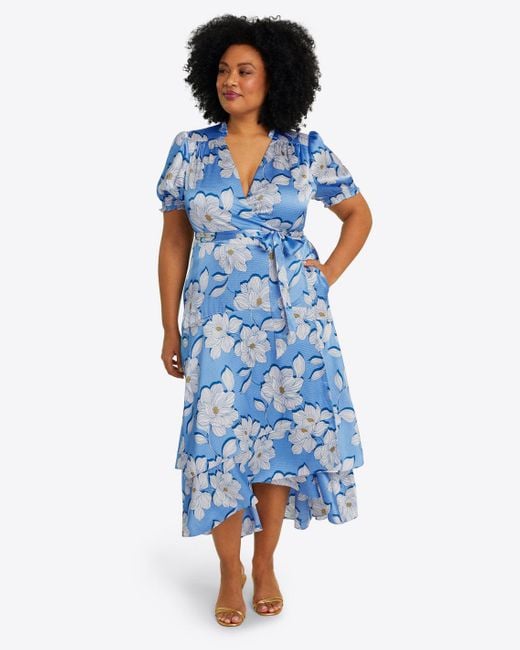 Draper James Blue Naomi Wrap Dress In Magnolia Shadows