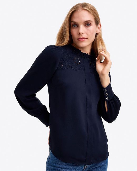 Draper James Blue Covered Placket Button Down