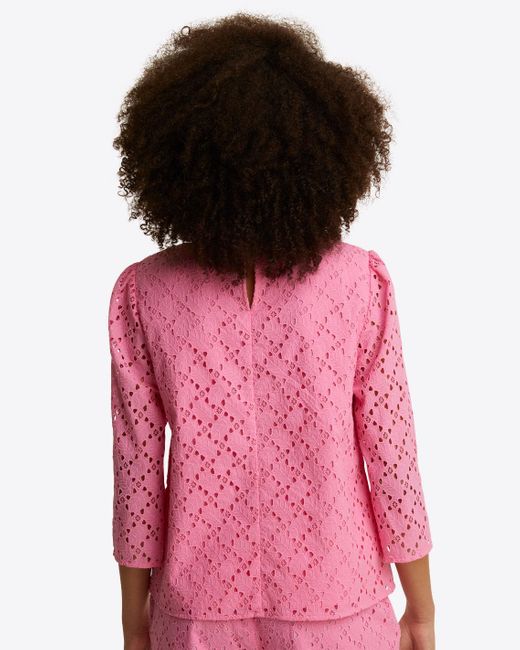 Draper James Pink Claire Top In Eyelet