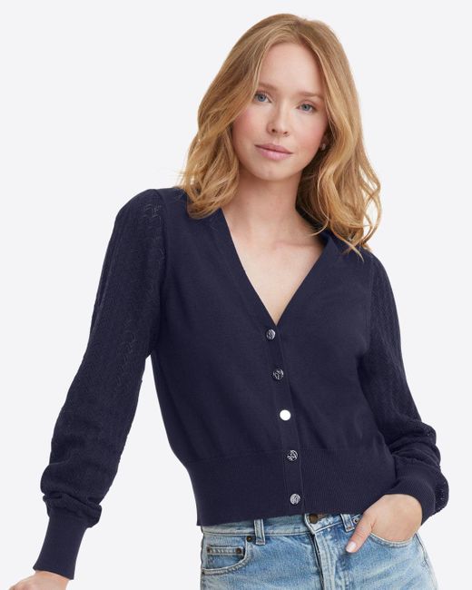 Draper James Blue Button Front Cardigan In Navy