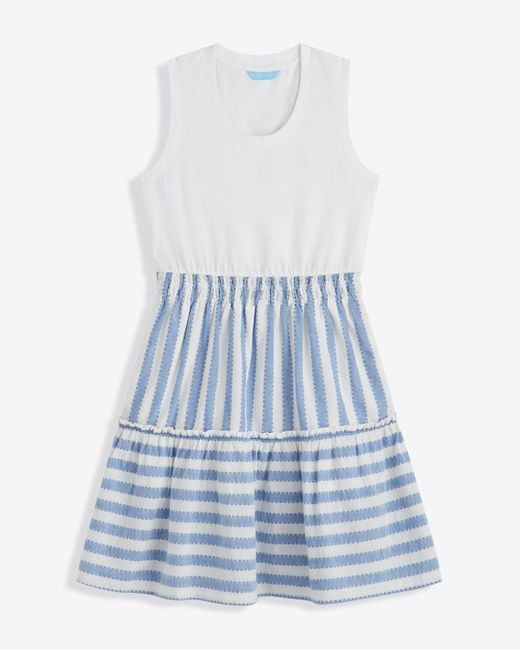 Draper James Blue Arden Mixed Media Shirtdress In Wave Stripe