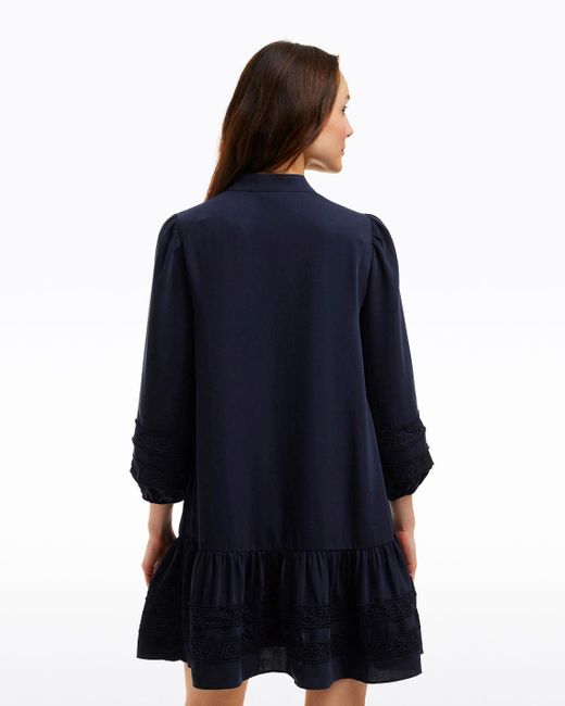 Draper James Blue Molly Mini Dress In Embroidered Stripe