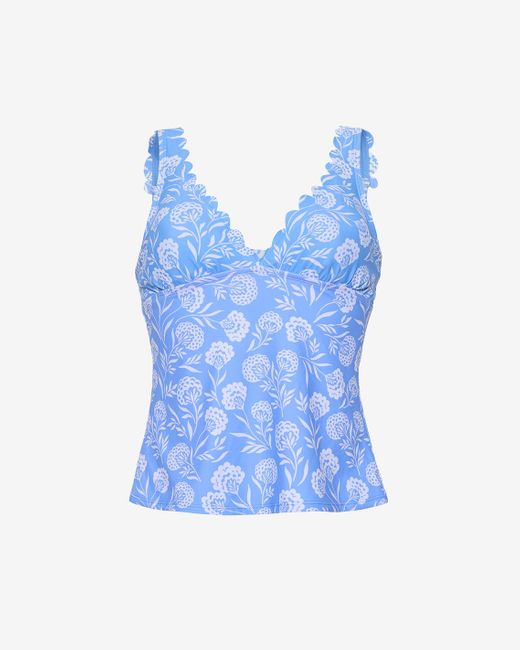 Draper James Blue Abstract Dahlia Tankini Top