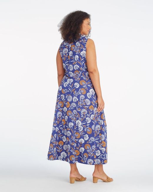 Draper James Blue Evangeline Midi Shirtdress In Abstract Dahlia