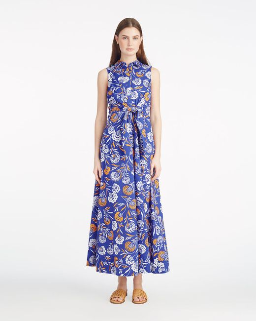 Draper James Blue Evangeline Midi Shirtdress In Abstract Dahlia