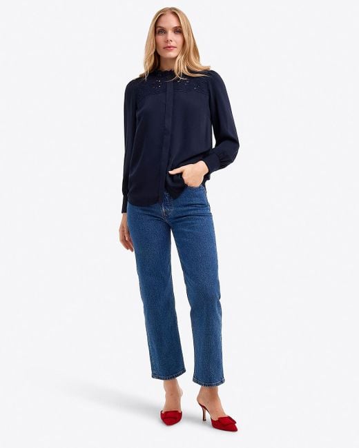 Draper James Blue Covered Placket Button Down