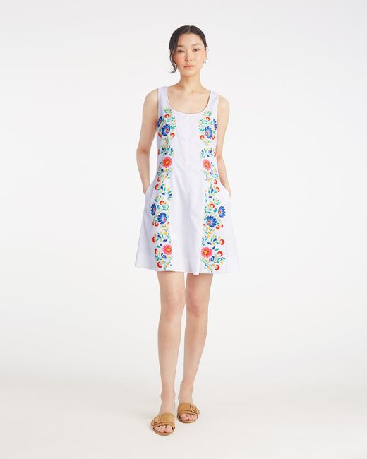 Draper James White Primrose Mini Dress With Floral Embroidery