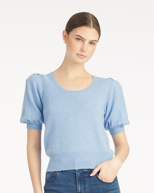 Draper James Blue Short Sleeve Cashmere Sweater
