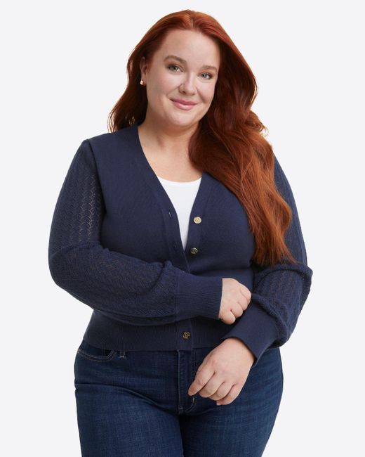 Draper James Blue Button Front Cardigan In Navy