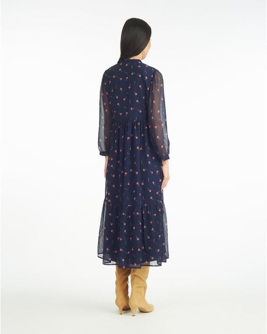 Draper James Blue Katie Midi Dress In Ditsy Autumn Flowers