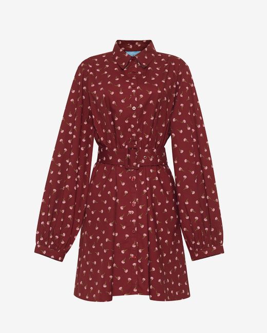 Draper James Red Lily Long-sleeve Mini Dress In Burgundy Buds