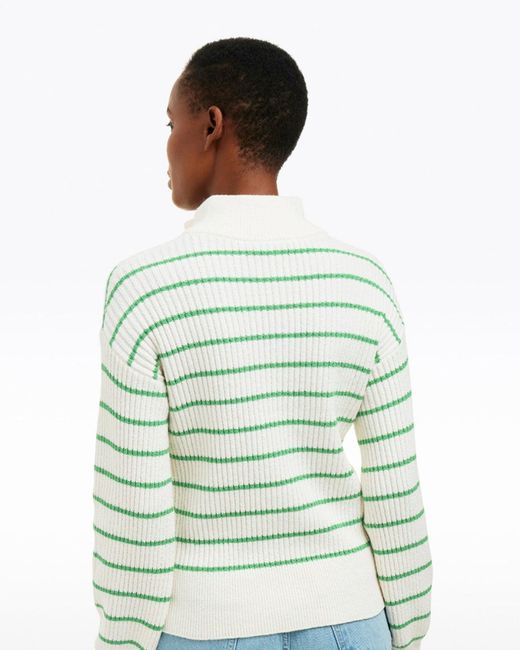 Draper James Gray Striped Button Front Sweater