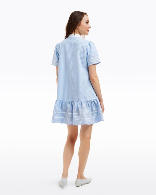 Draper James Blue Molly Mini Dress In Oxford Shirting