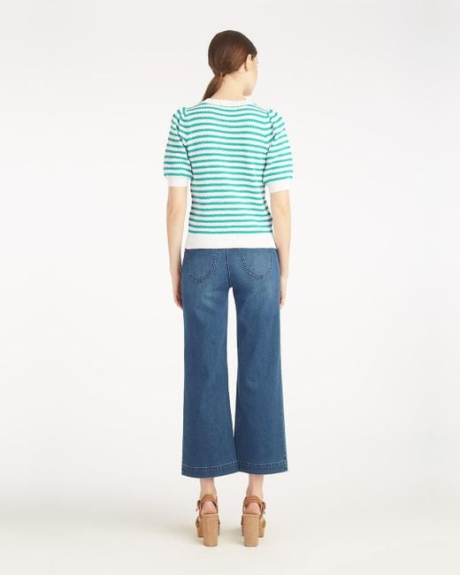 Draper James Green Short Sleeve Pointelle Sweater