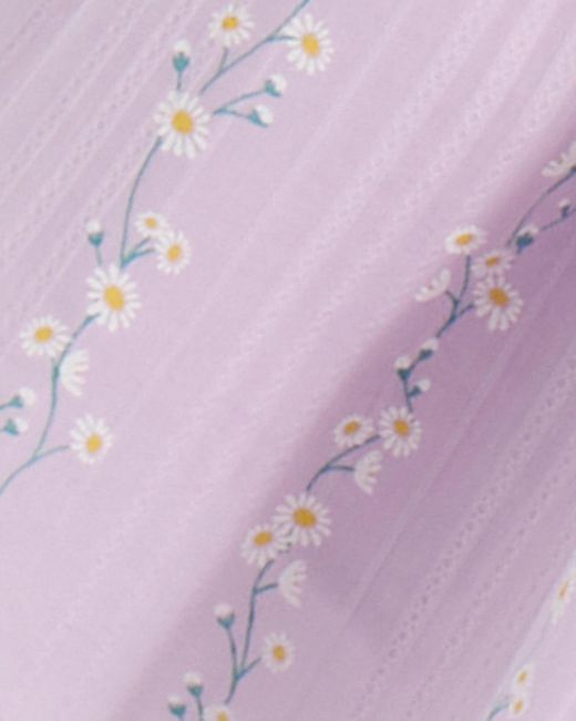 Draper James Purple Lynn Long Sleeve Top In Embroidered Cotton Dobby