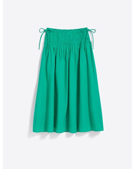Draper James Green Smocked Waist Midi Skirt In Cotton Dobby