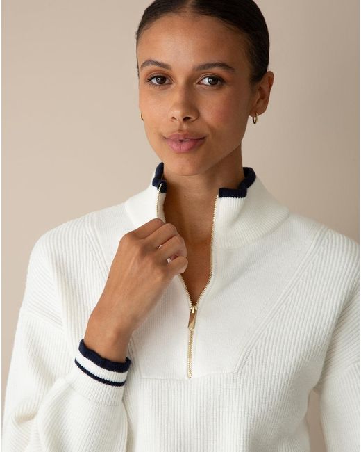 Draper James White Quarterzip Sweater