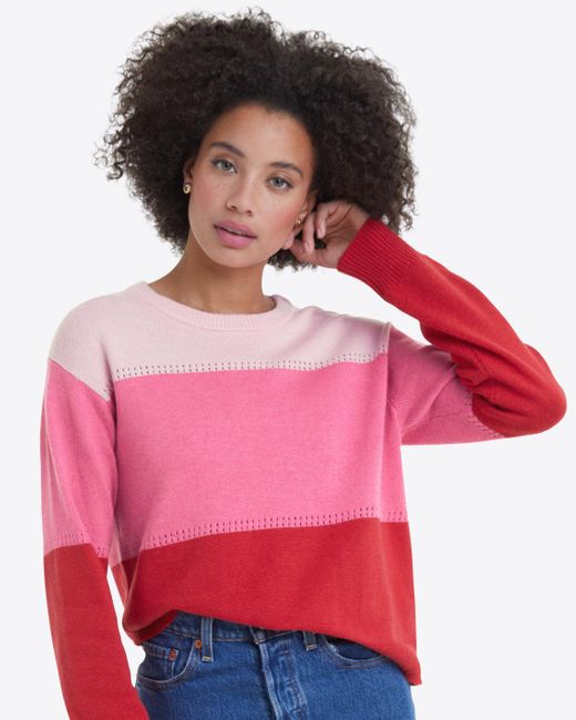 Pink and clearance red colorblock sweater