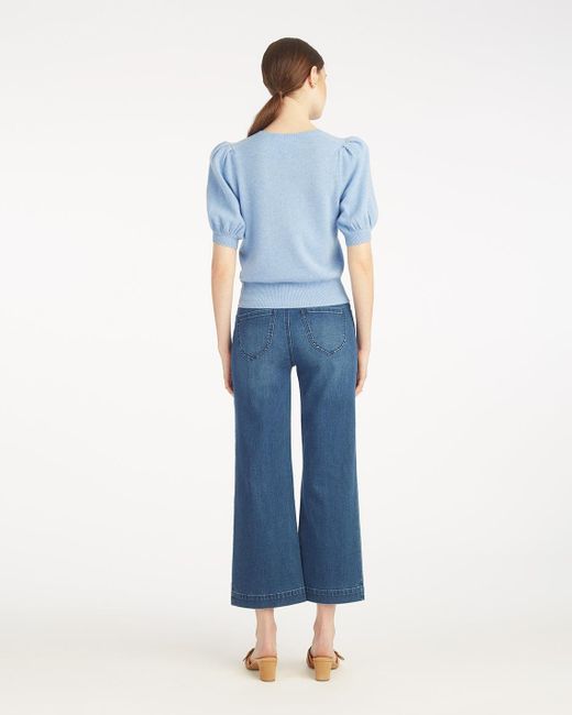 Draper James Blue Short Sleeve Cashmere Sweater