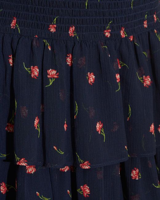 Draper James Blue Alana Tiered Dress In Ditsy Autumn Flowers