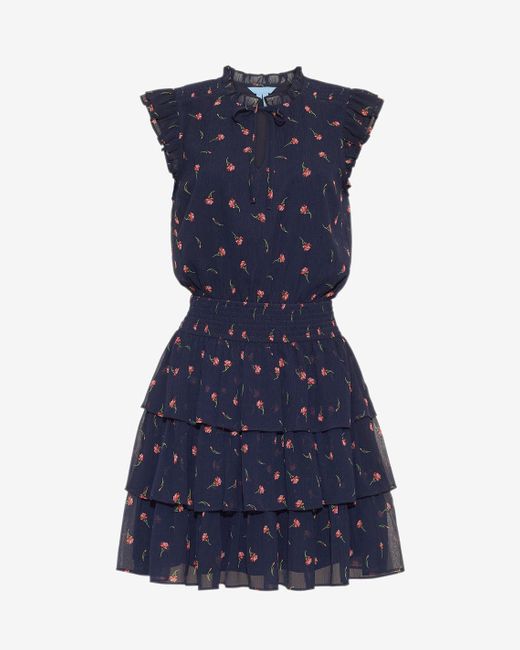 Draper James Blue Alana Tiered Dress In Ditsy Autumn Flowers