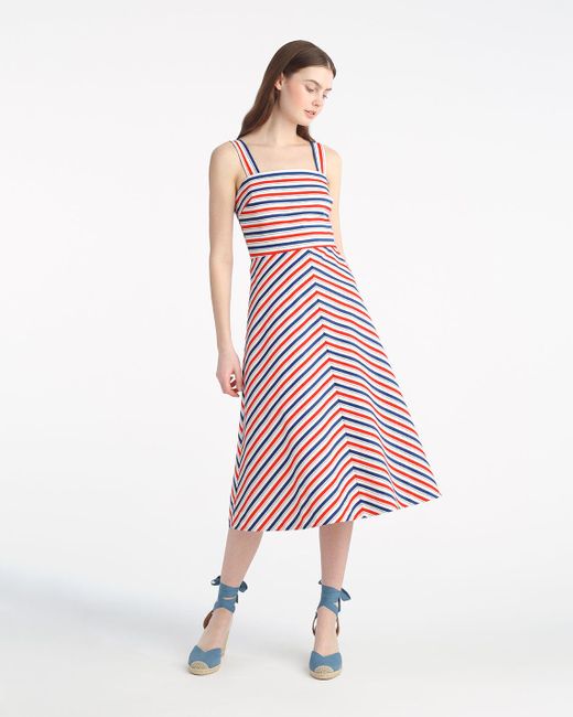 Draper James Pink Angela Love Circle Midi Dress In Americana Stripes