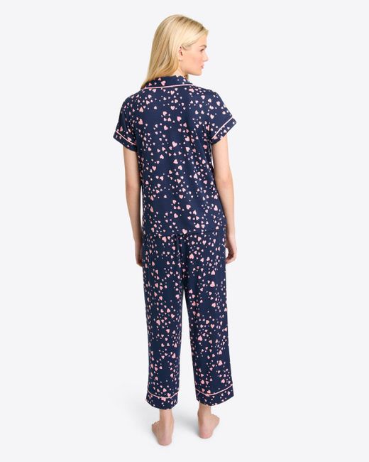 Draper James Blue Linda Short Sleeve Pajama Set In Navy Hearts