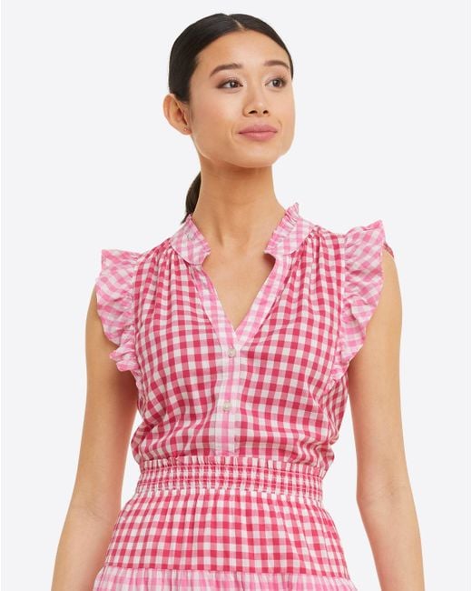 Draper James Sleeveless Button Down In Pink Gingham