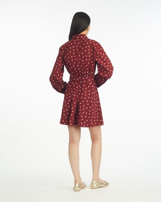 Draper James Red Lily Long-sleeve Mini Dress In Burgundy Buds