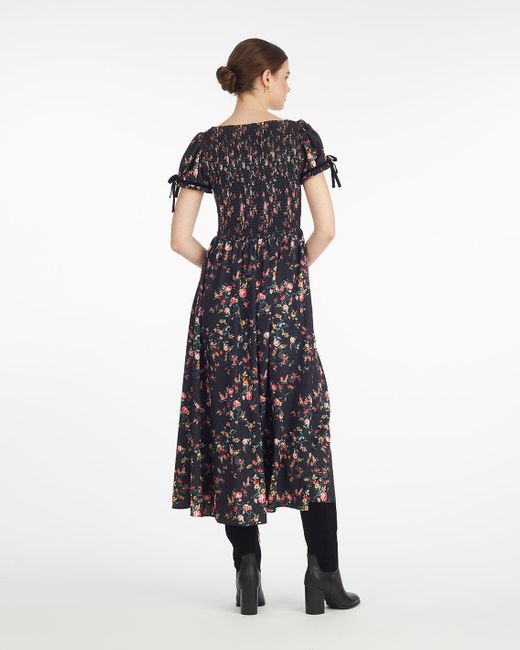 Draper James White Kelsey Smocked Midi Dress In Garden Rose