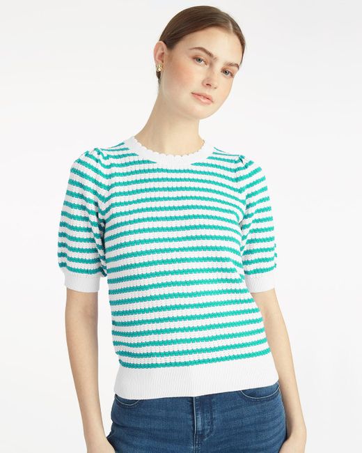 Draper James Green Short Sleeve Pointelle Sweater