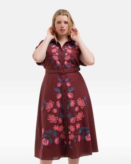Draper James Presley Embroidered Midi Shirtdress In Raspberry Pink