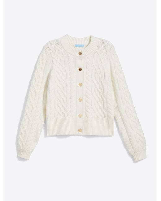 Draper James White Cable Knit Cardigan In Cotton