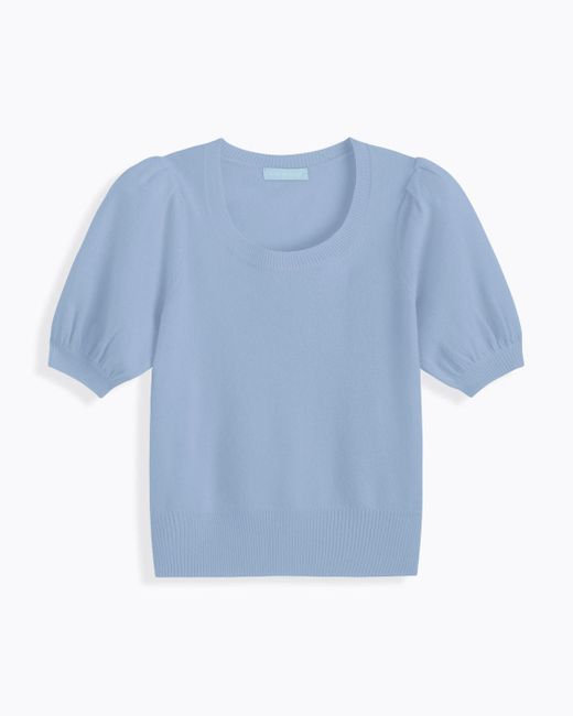 Draper James Blue Short Sleeve Cashmere Sweater