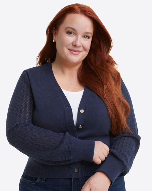 Draper James Blue Button Front Cardigan In Navy