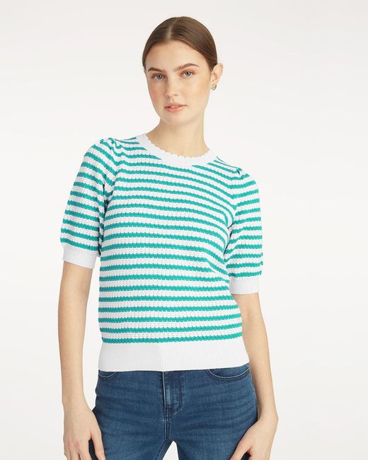 Draper James Green Short Sleeve Pointelle Sweater