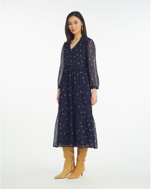 Draper James Blue Katie Midi Dress In Ditsy Autumn Flowers