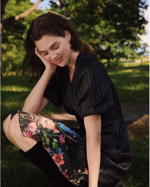 Draper James Blue Maisy Midi Dress In Moonlit Blooms