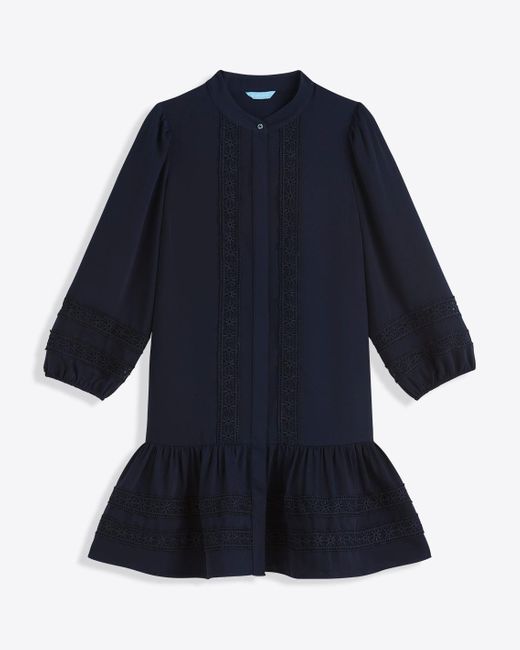 Draper James Blue Molly Mini Dress In Embroidered Stripe