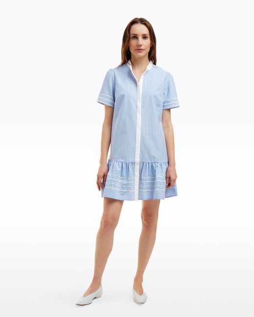 Draper James Blue Molly Mini Dress In Oxford Shirting