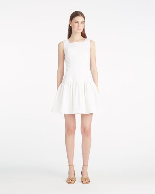 Draper James White Colette Tailored Flounce Dress In Denim