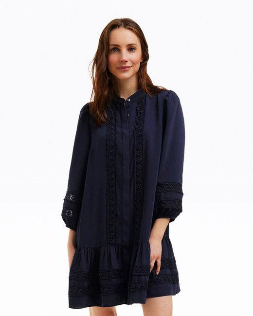 Draper James Blue Molly Mini Dress In Embroidered Stripe